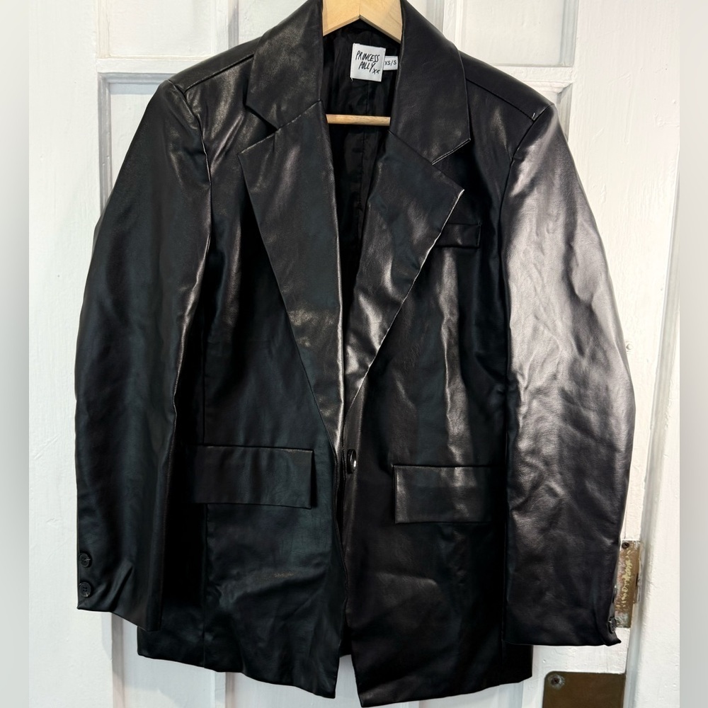 Princess Polly Metallic Leather Blazer